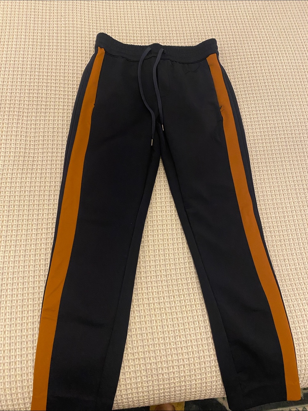 Topman Black Sweatpants with Brown Side Panels